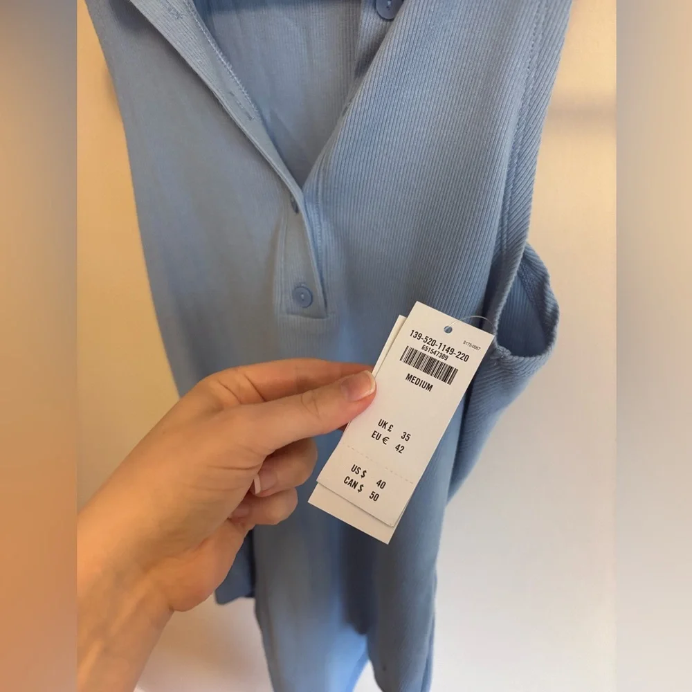 NWT Abercrombie light blue Soft-Rib polo bodysuit. Size M - Picture 4 of 5